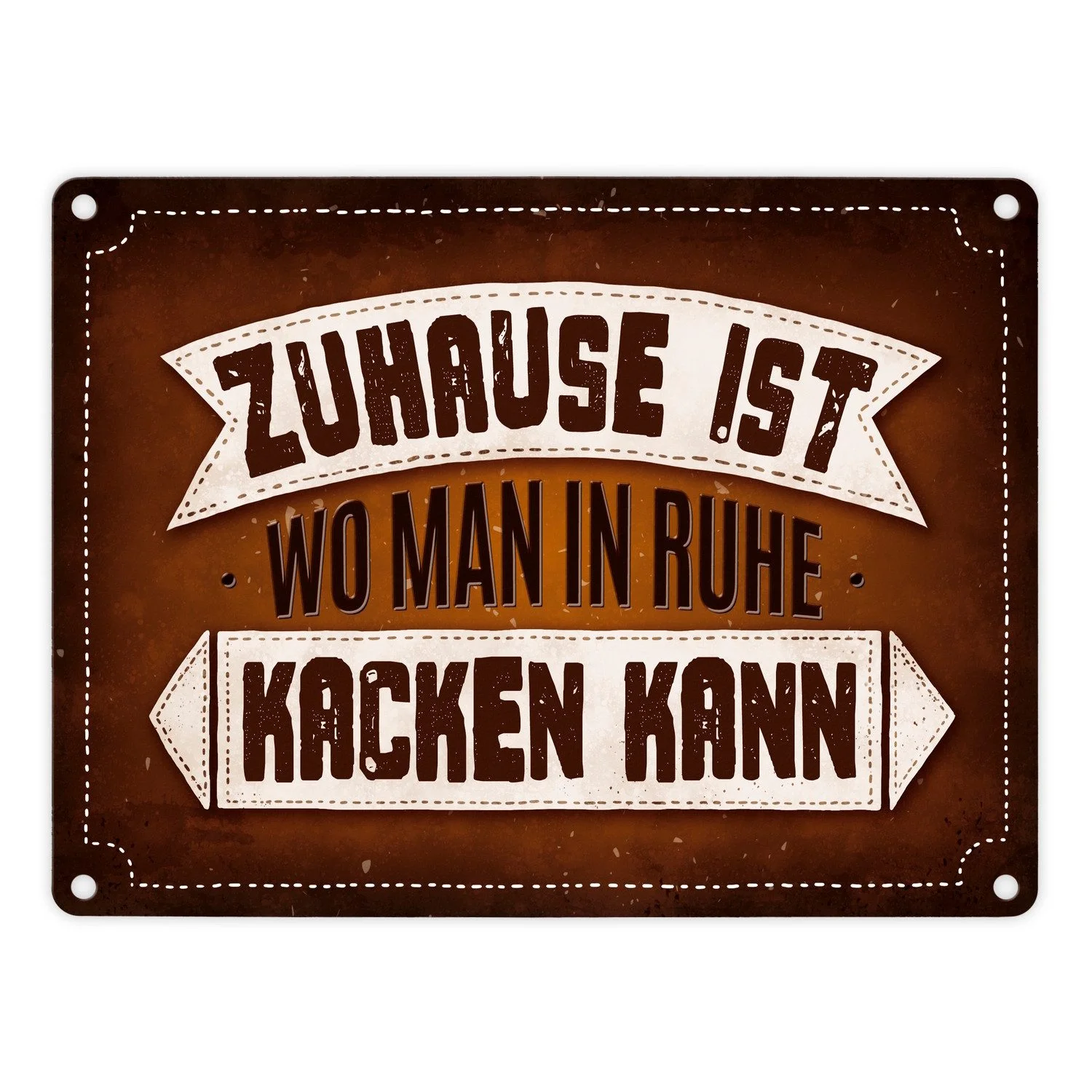Metallschild „Toilette – Zuhause ist, wo man in Ruhe … kann“ – 15×20 cm